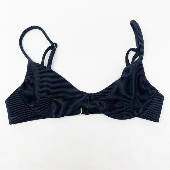 Beach Riot XSmall Black Camilla Bikini Top Ribbed Balconette Underwire Unpadded - Picture 1 of 10